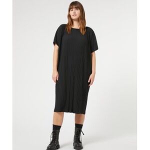 Marina Rinaldi Black Pleated Jersey Midi Dress